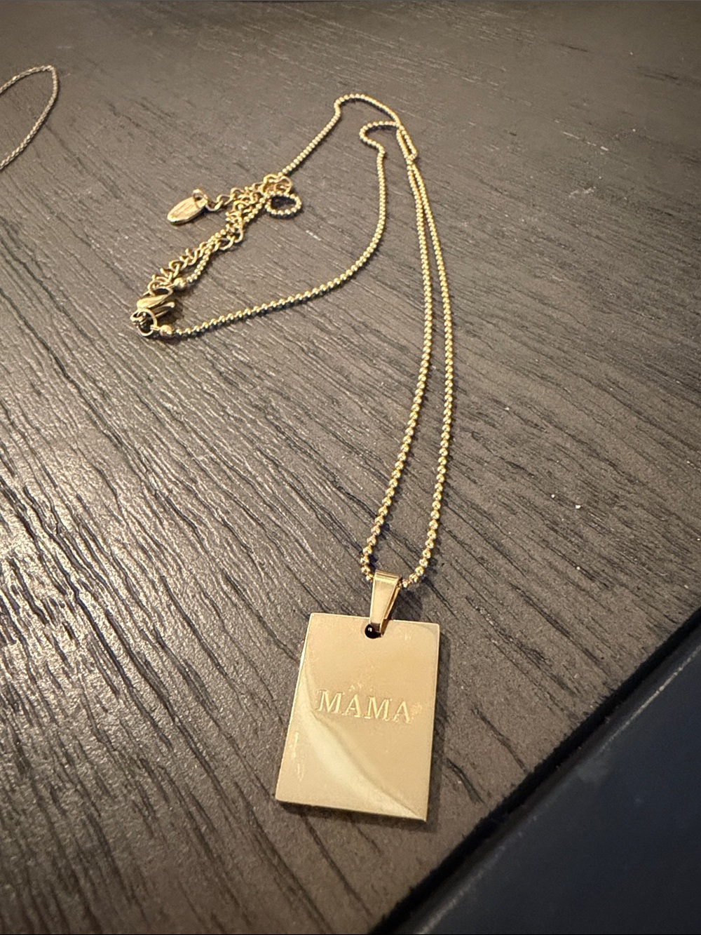 Gold 'MAMA' Rectangle Pendant Necklace
